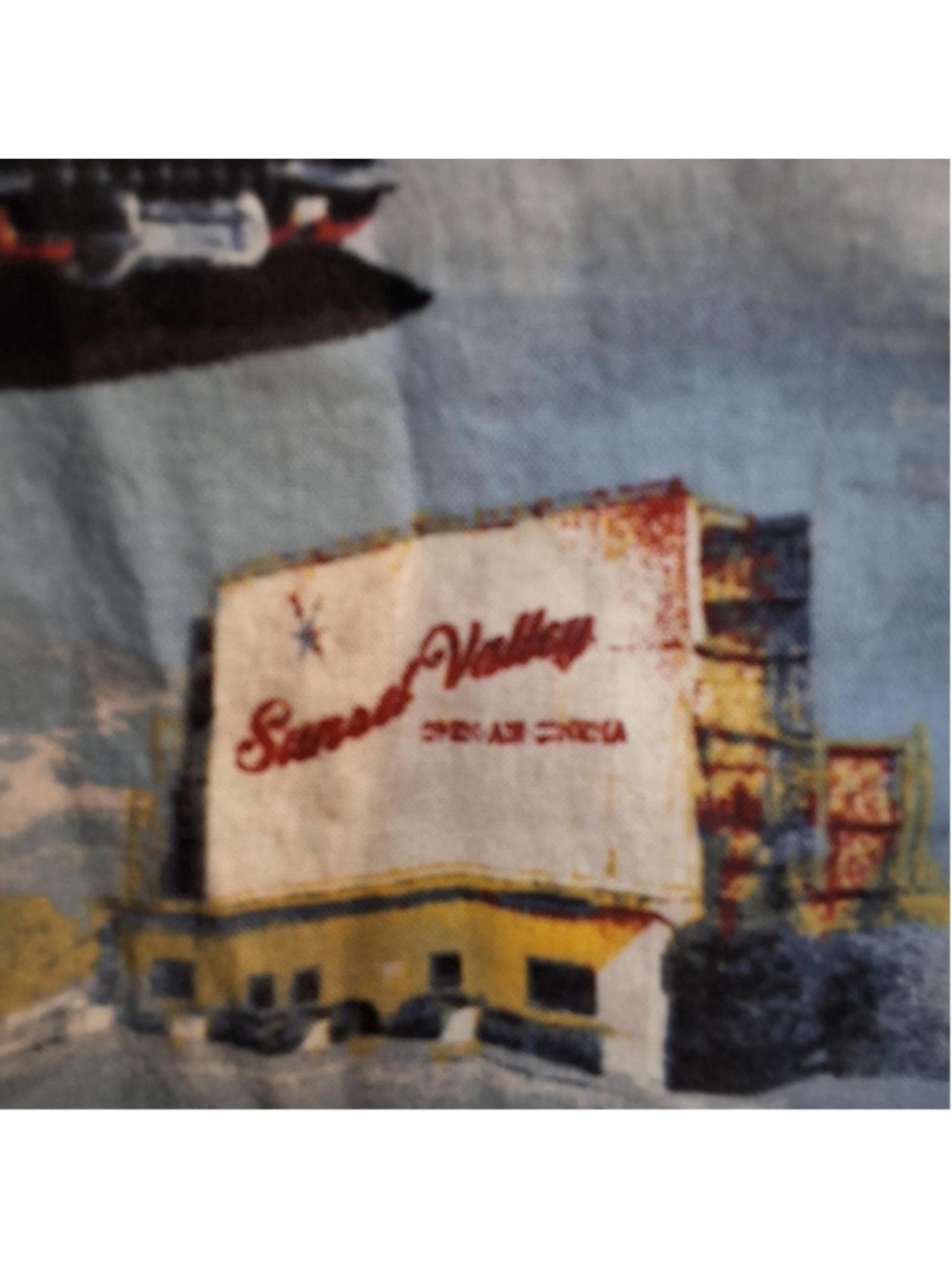Sunset Valley blue button-up shirt vintage cars retro graphics cotton large - Picture 3 of 5